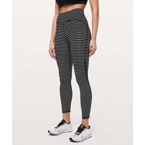 Lululemon Active Women's Train Times Black & White Striped Leggings Size 4
